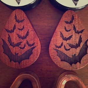 Pair of 2 inch blood wood tear drop plugs